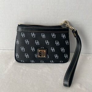 Dooney & Bourke 1975 Black Leather Wristlet Wallet Clutch Bag